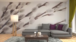 Fotobehang wilgentakken met katjes zachte kleuren